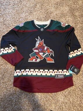 Fanatics Black Burgundy Teal Arizona Coyotes Hockey Jersey Throwback 90’s